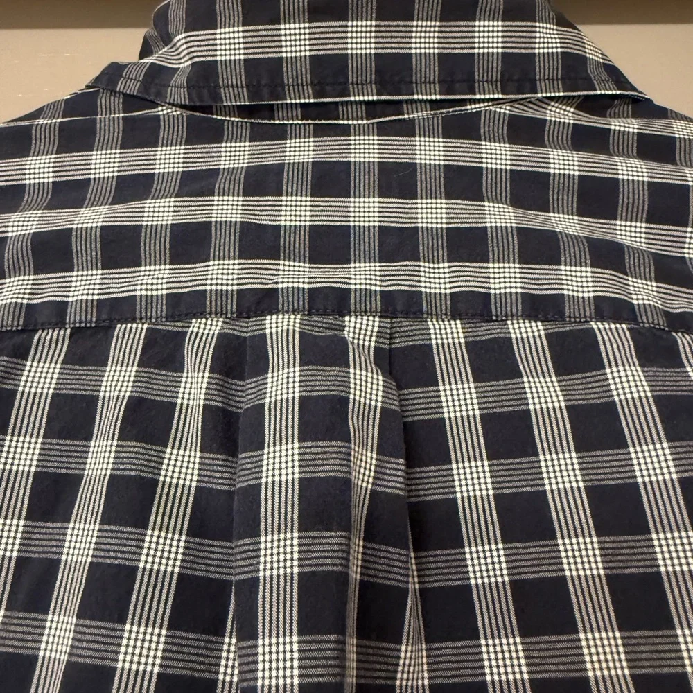 J. Crew Classic Men's Blue White Checkered‎ Long Sleeve Button Down Shirt S